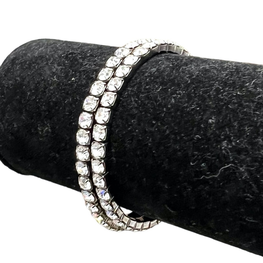 VINTAGE CLEAR CRYSTAL STRETCH BRACELETS - SET OF 2